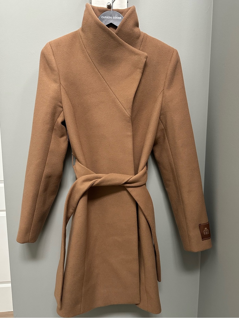 Babaton Saville Brown Wrap Belted Wool Trench Coat